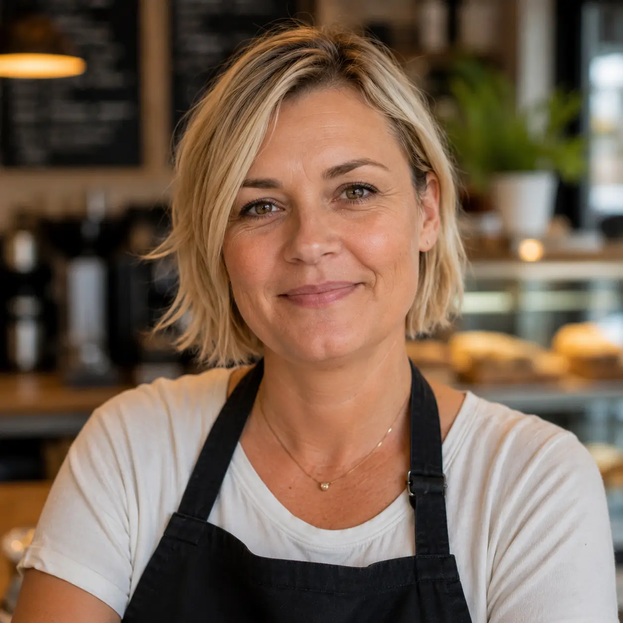 Zufriedene Sprudelmann Kundin – Café-Betreiberin